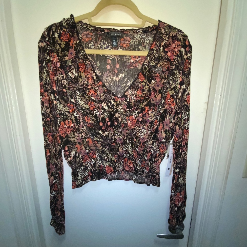 Aqua Floral Crop Top
